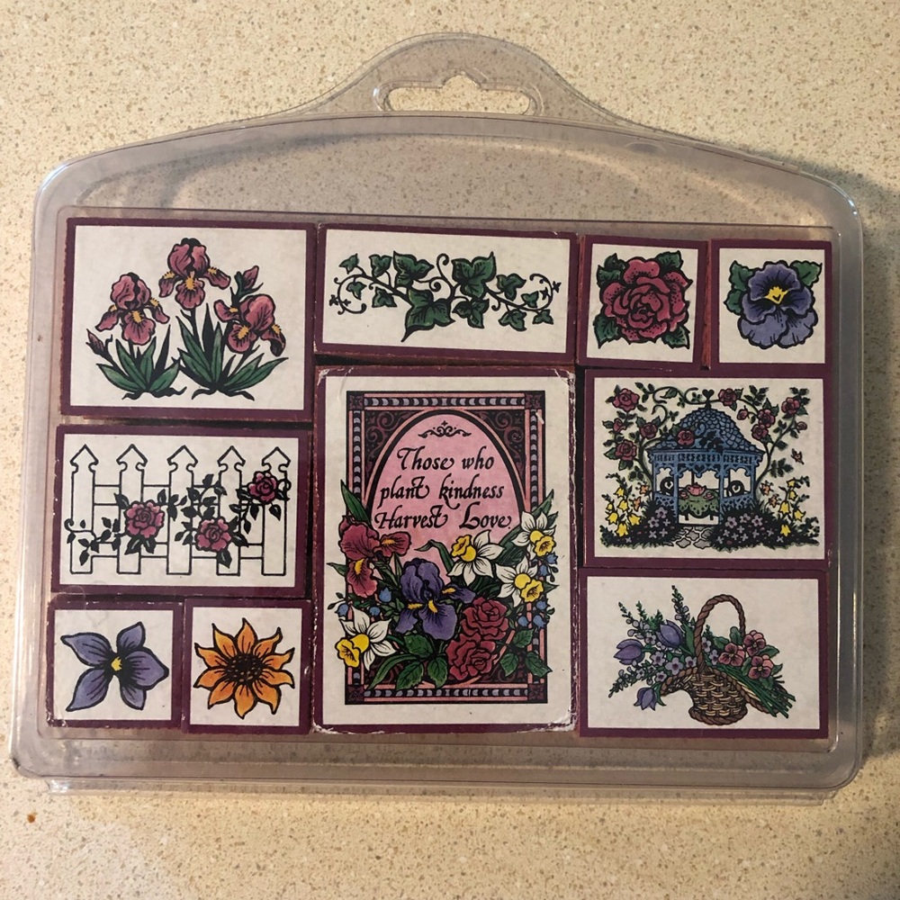 Set Of Floral Rubber Stamps for ink or embossing.